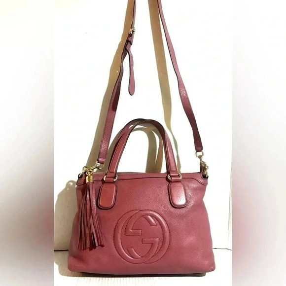 Gucci pink leather soho satchel handbag - Picture 12 of 12